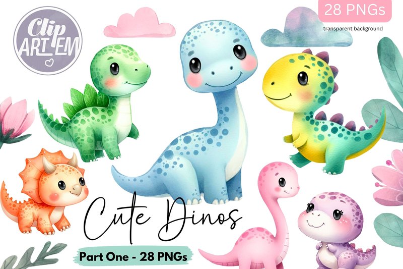 Dinosaurs 28 Bundle Clip Art Baby Dinos (by clipArtem)
