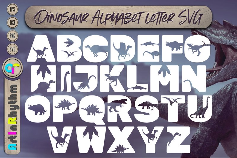 Dinosaurs Alphabet Letter, Dino Font Svg (by artinrhythm)