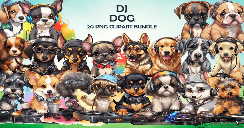 DJ Dog Clipart Bundle (by Quoteer)