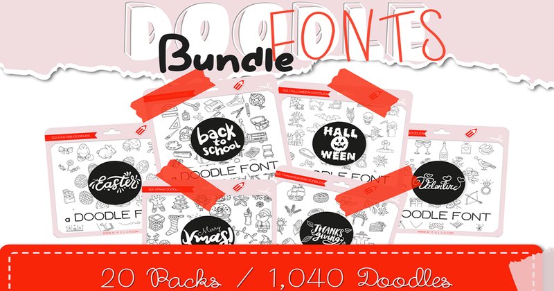 Doodle Fonts Bundle (by WADLEN)