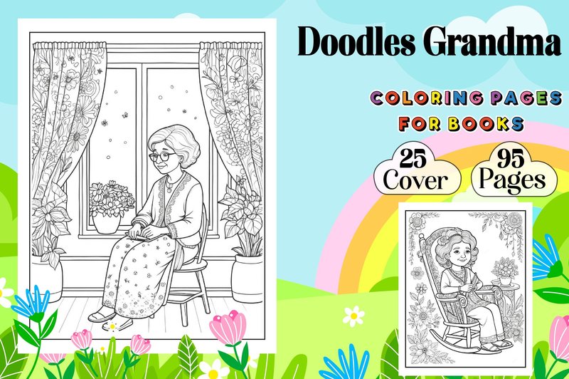 Doodles Grandma Coloring Pages Adults (by Vintage)