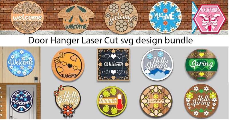 Door Hanger Laser Cut SVG Design Bundle (by Cutting Edge)