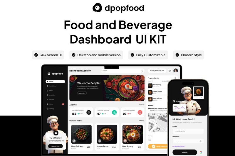 Dpopfood - Food and Beverage Dashboard U (by dpopstudio)