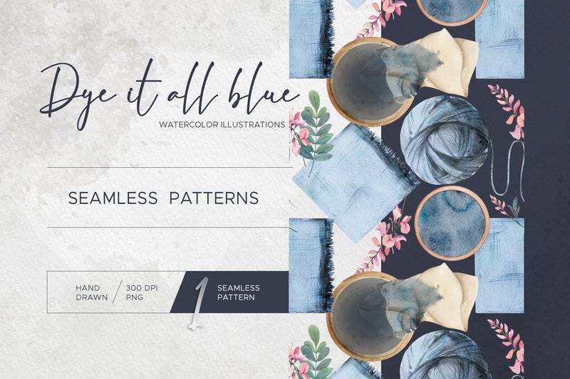 Dye It All Blue. Seamless Patterns (by msflaffy)