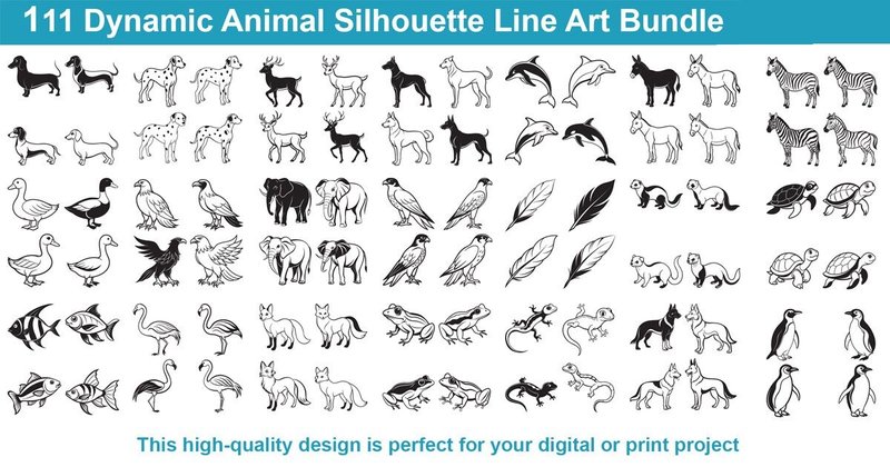 Dynamic Animal Silhouette Line Art Bundle (by Photowall)