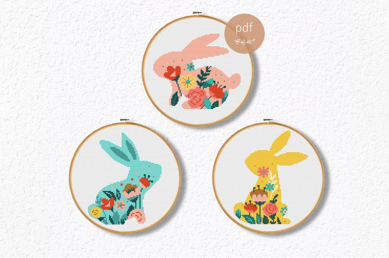 Easter Bunnies Cross Stitch Patterns PDF (by CrossWithMe)