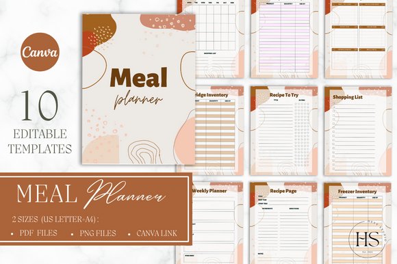 Editable Abstract CANVA Meal Planner (by Heyv Studio)