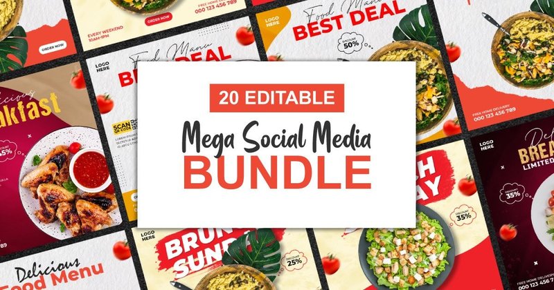 Editable Food Social Media Templates Bundle (by Samudro Sen)
