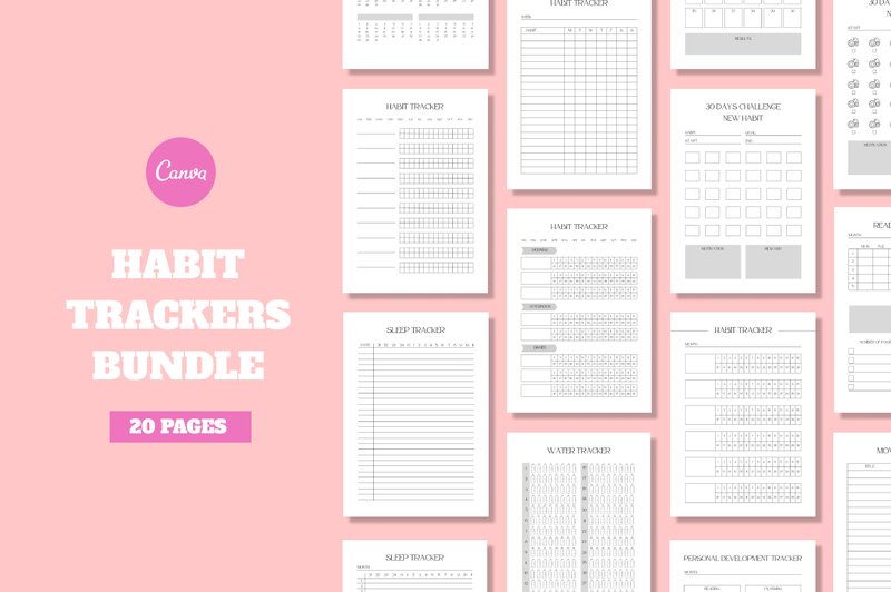 Editable Habit Tracker Template Bundle (by EveryDay)