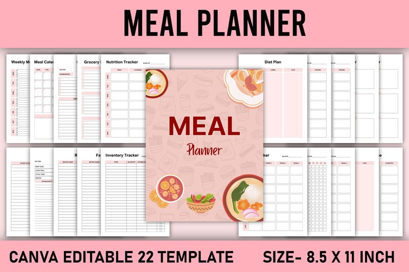 Editable Meal Planner Canva Template (by KDP GALLERY)