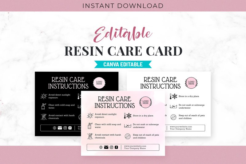 Editable Resin Care Card Template (by SnapyBiz)