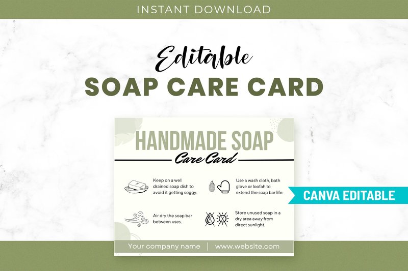 Editable Soap Care Cards Template Pdf (by SnapyBiz)