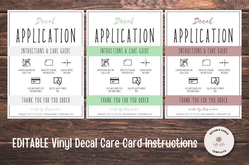 EDITABLE Vinyl Decal Care Instructions (by Haffa Studio)
