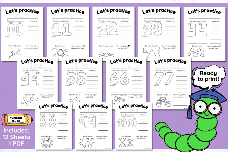 Educational Number Printables (by SVG by AMCX Studio)