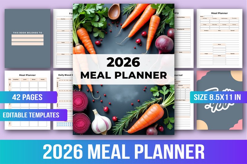 🥗 2026 Meal Planner Canva (by KDPMart)