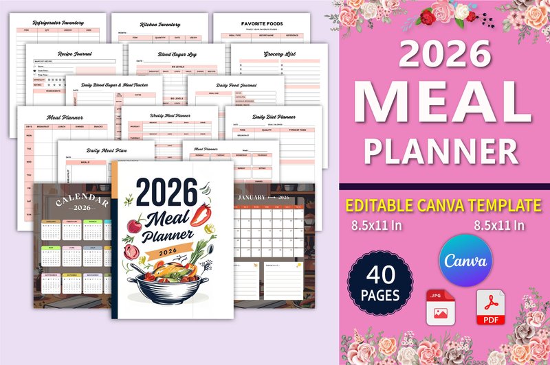 🥗 2026 Meal Planner (by designmela01)