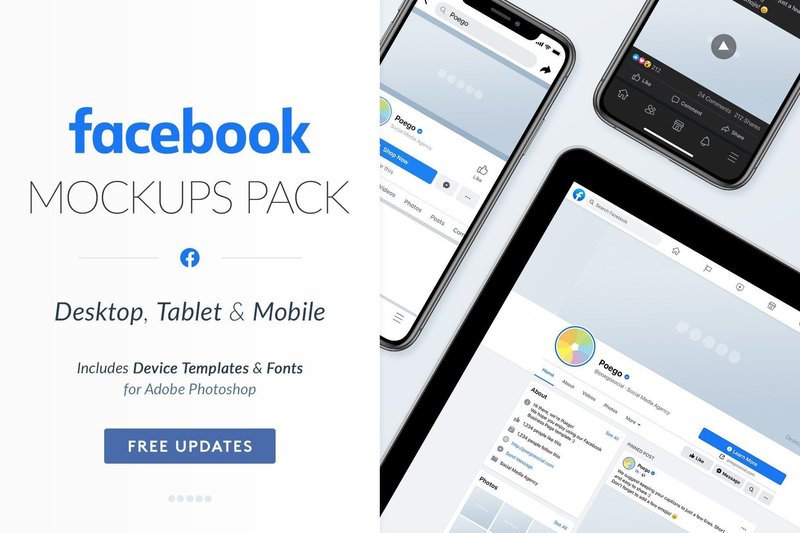 Facebook Social Media Mockups Pack (by poegosocial)