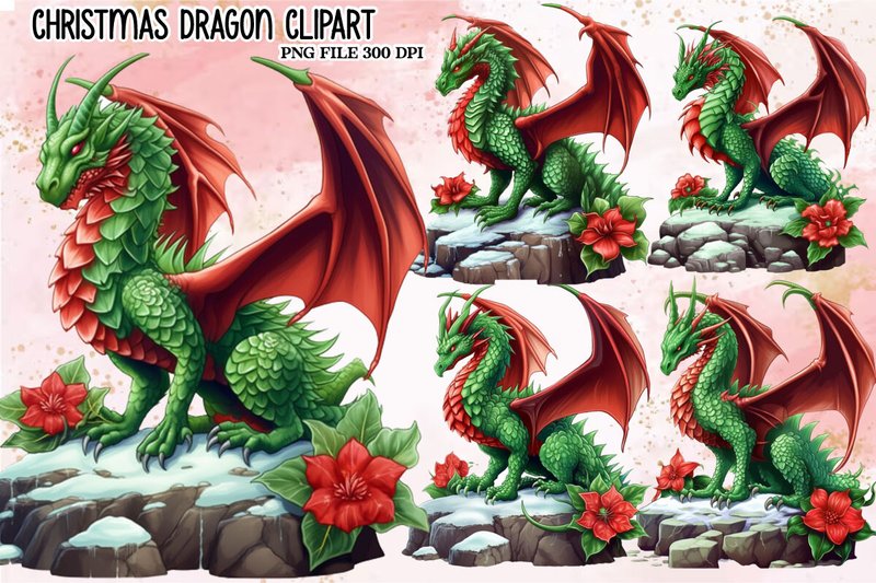 Fairy Christmas Dragon Clipart (by Ak Artwork)