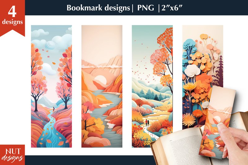 Fall Bookmarks, 3d Bookmark Designs, Aut (by natalia.kurtidi)