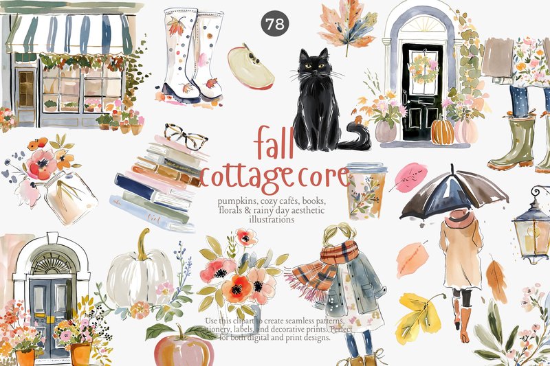 Fall Cottagecore Clipart Set (by Patishop Art)