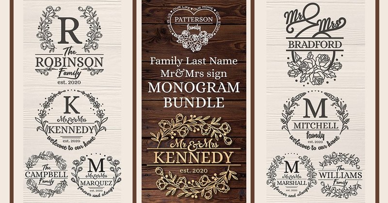 Family Name Monogram SVG Bundle (by CraftyCut)