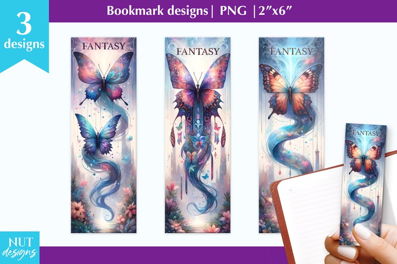 Fantasy Bookmark Designs, Butterflies (by natalia.kurtidi)