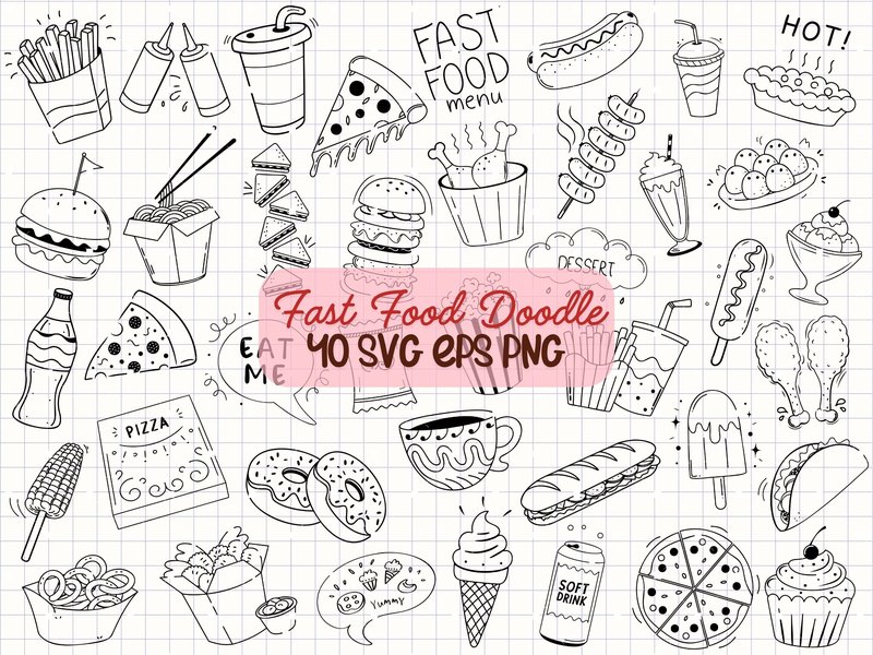 Fast Food Doodle SVG Bundle (by MeawwaDigitalArts)