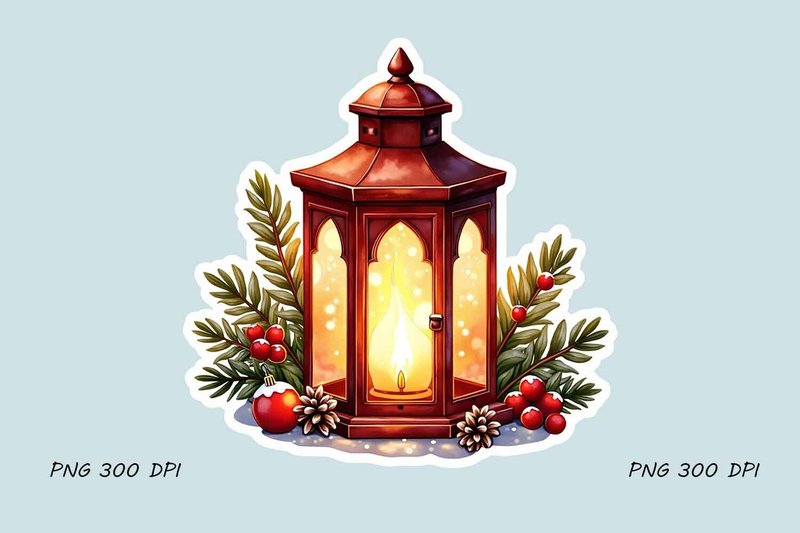 Festive Lantern with Holiday Decor (by Art Hasib)
