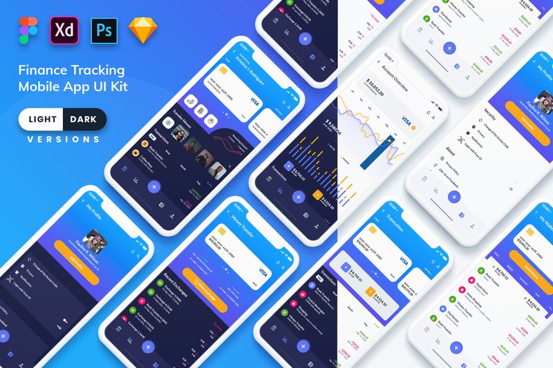 Finance Tracking Mobile App UI Kit (by 3djagan)