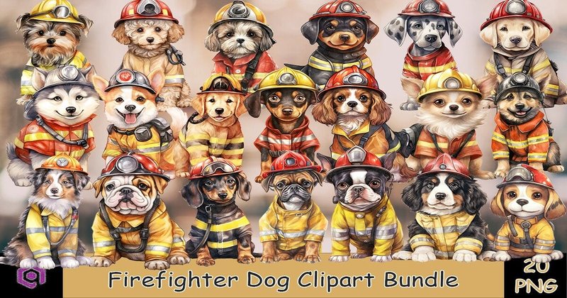 Firefighter Dog Clipart Bundle (by Quoteer)