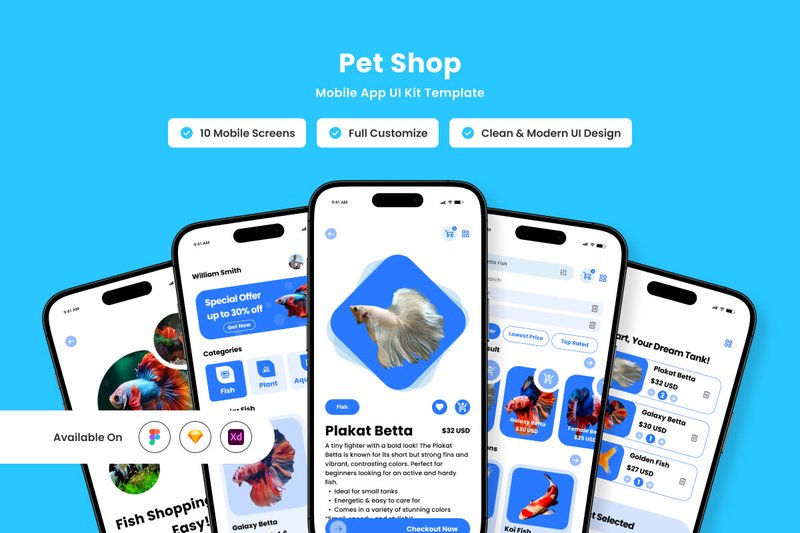 Fishymart - Pet Shop App Design Template (by Productype)