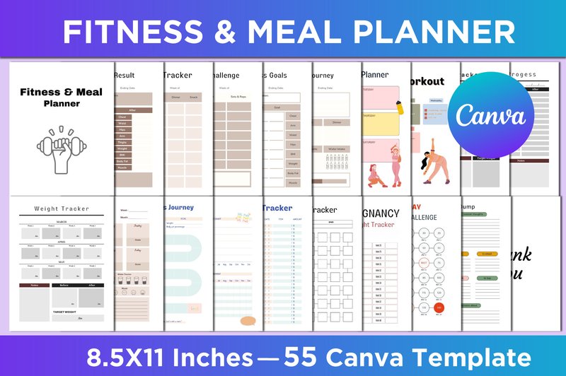 Fitness & Meal Planner Canva Interior (by SM INTERIOR)