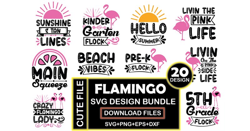 Flamingo SVG Design Bundle (by BlackDogsMedia)