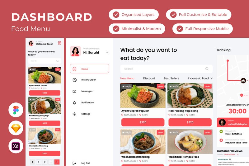 Flavors - Food Menu Dashboard V2 (by twinletter)