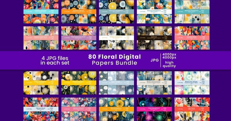 Floral Digital Papers Bundle (by Creatophics)