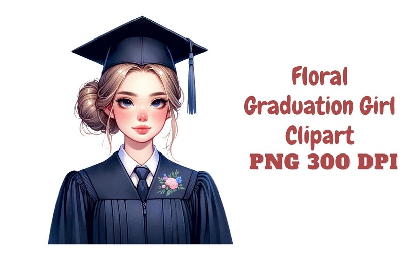 Floral Graduation Girl Clipart (by applelemon1234)