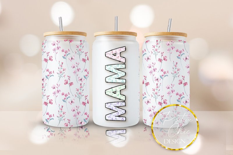 Floral Mama 16 Oz Libbey Can Wrap UVDTF (by PositiveChic)