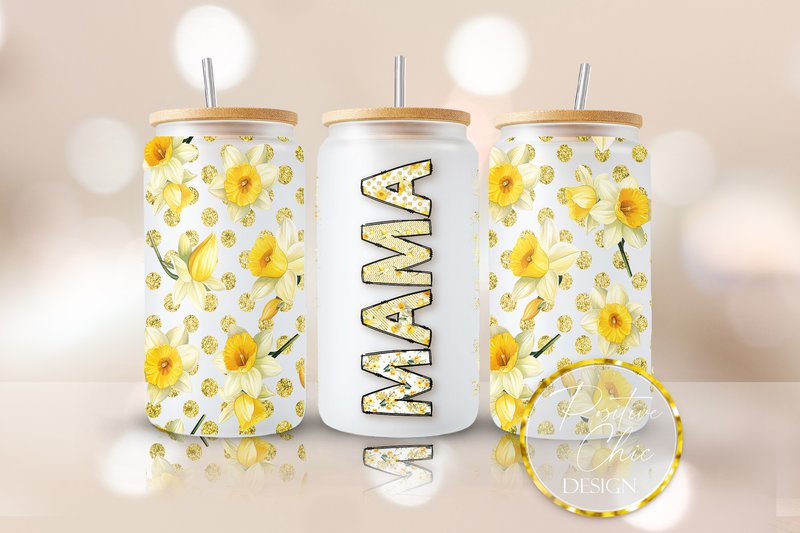 Floral Mama 16oz Glass Can Wrap PNG (by PositiveChic)