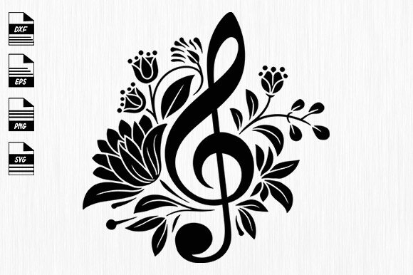 Floral Music Note Svg,Music Notes Svg (by Vector Zone Area)