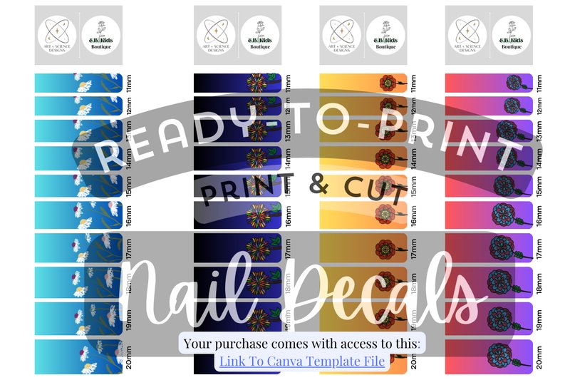 Floral Nail Art Waterslide Decal Prints (by ArtInScienceDesigns)