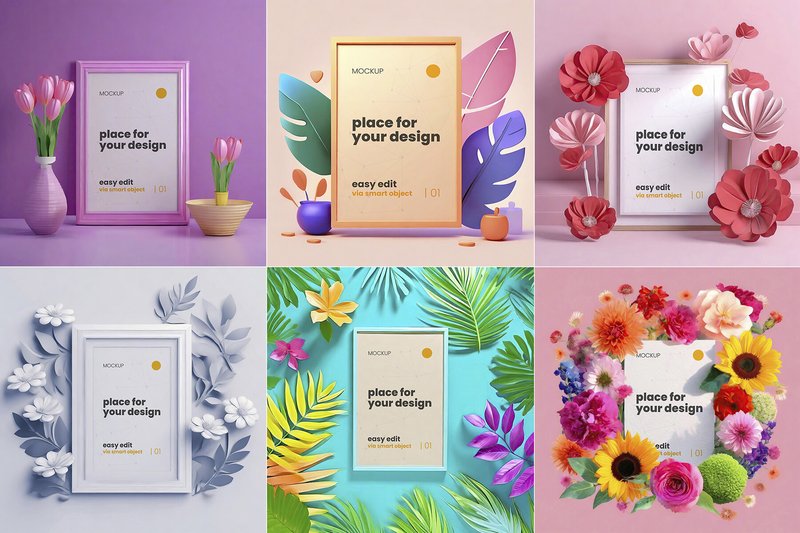 Flower and Plants Frames Poster Mockups (by LuuqasDesign)