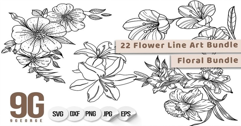 Flower Line Art Bundle (by j2lohloh)