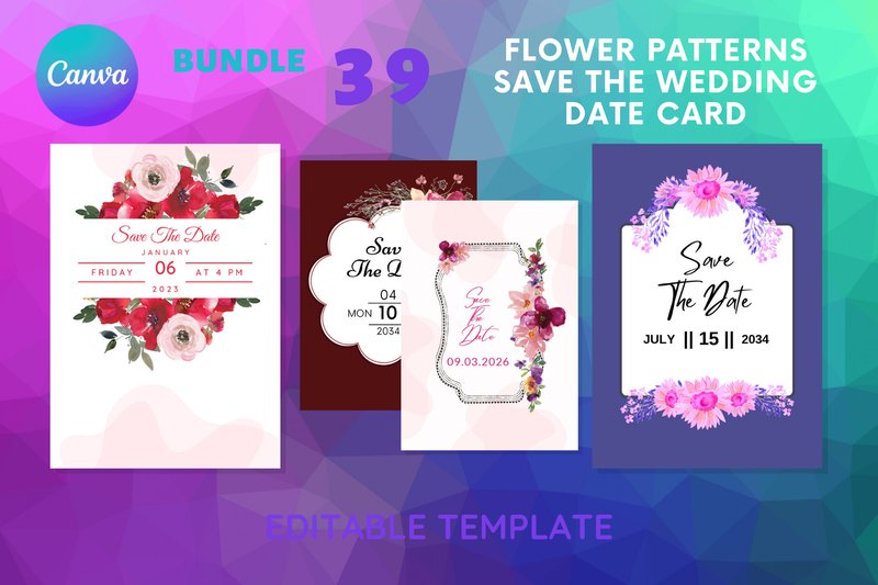 Flower Patterns Save the Date Card (by DesignConcept)