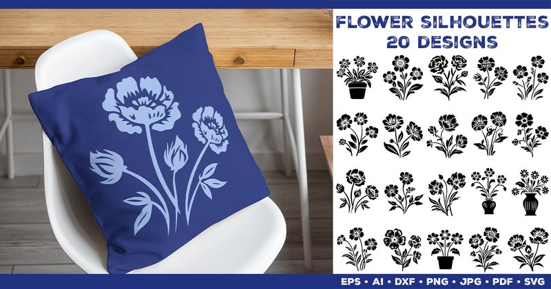 Flower Silhouette SVG Designs Bundle (by julimur)