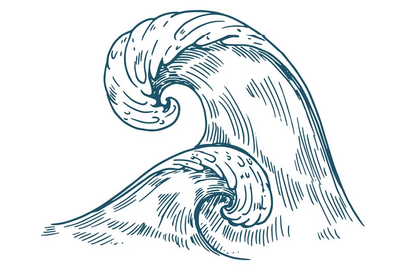 Flowing Sea Waves Sketch. Water Motion D (by ladadikart)