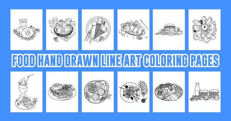 Food Activity Hand Drawn Line Art Bundle (by colorpicx)