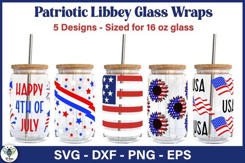Fourth of July Libbey Glass Wraps (by B Renee Design)