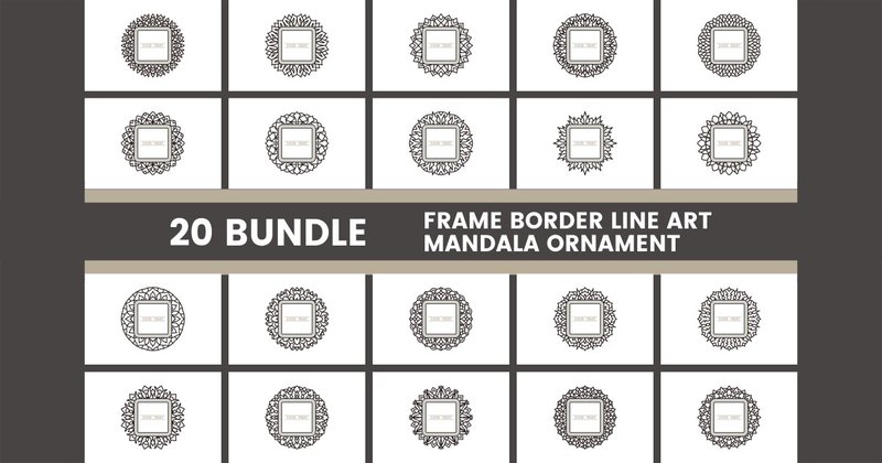 Frame Border Line Art Mandala Ornament Bundle (by Mansuart62)