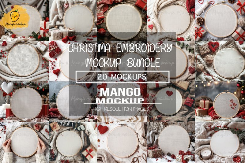 Frame Embroidery Designs Set (by MangoMockup)