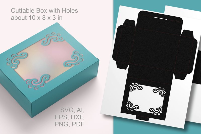 Frilly Window Rectangular Favor Box SVG (by print.cut.hang)